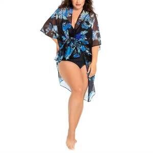 NEW CYN & LUCA 2-pieces swimsuit & cover up in black floral